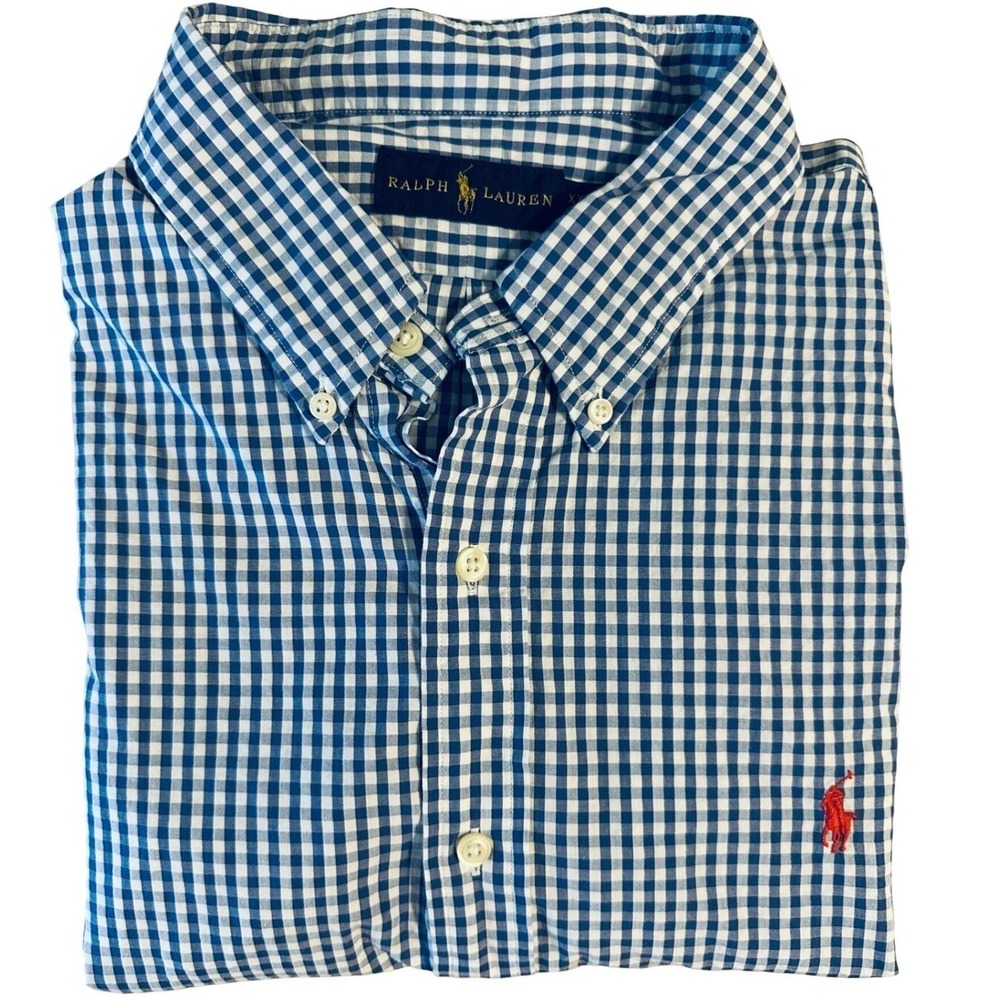Ralph Lauren‎ Gingham Button Down Short Sleeve Shirt Classic Fit Size XXL